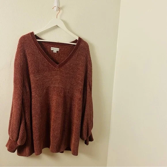 Ava Viv Pullover V-Neckline Soft & Cozy Knit Sweater. Rust Color Sz 4X - Picture 11 of 11